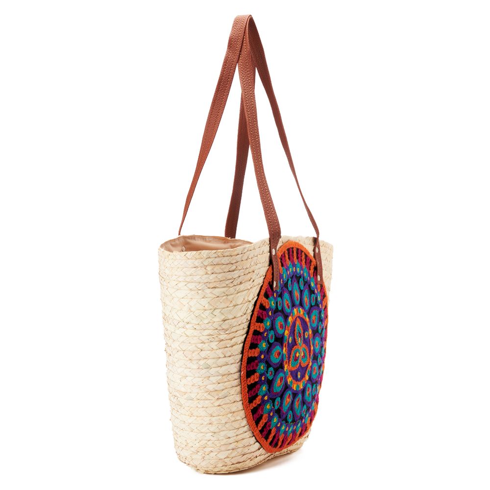 Black Big flower Mandela Khoos beach bag