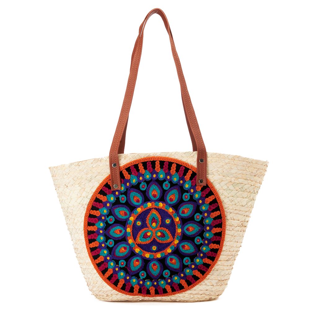 Black Big flower Mandela Khoos beach bag