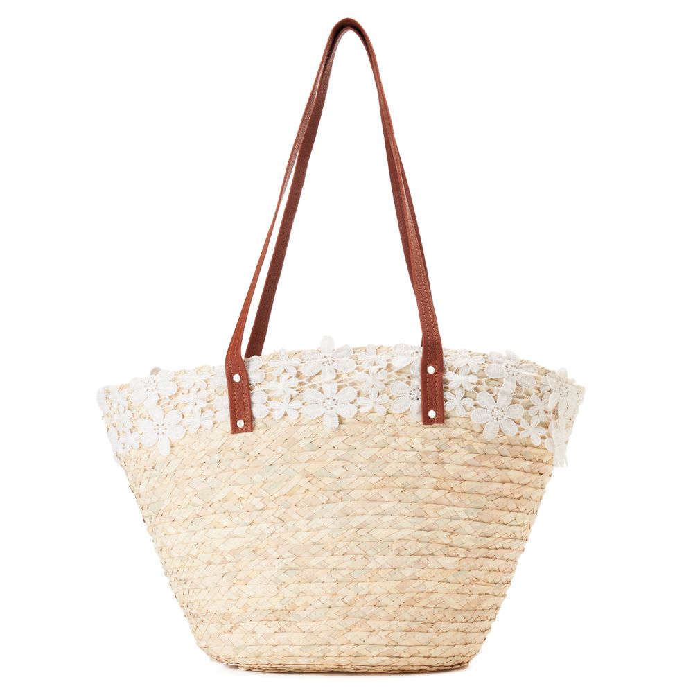 White flower Khoos beach bag