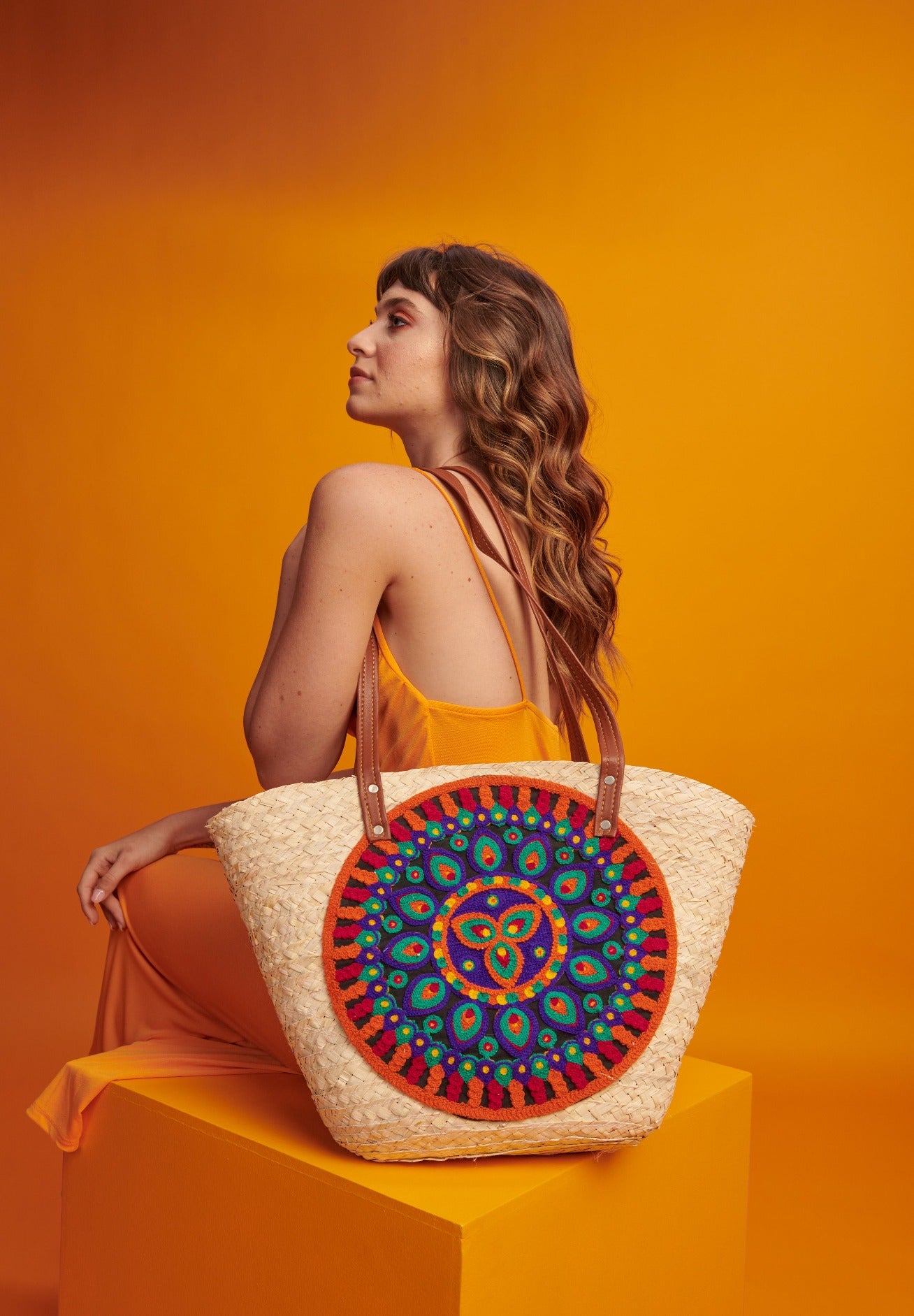 Black Big flower Mandela Khoos beach bag