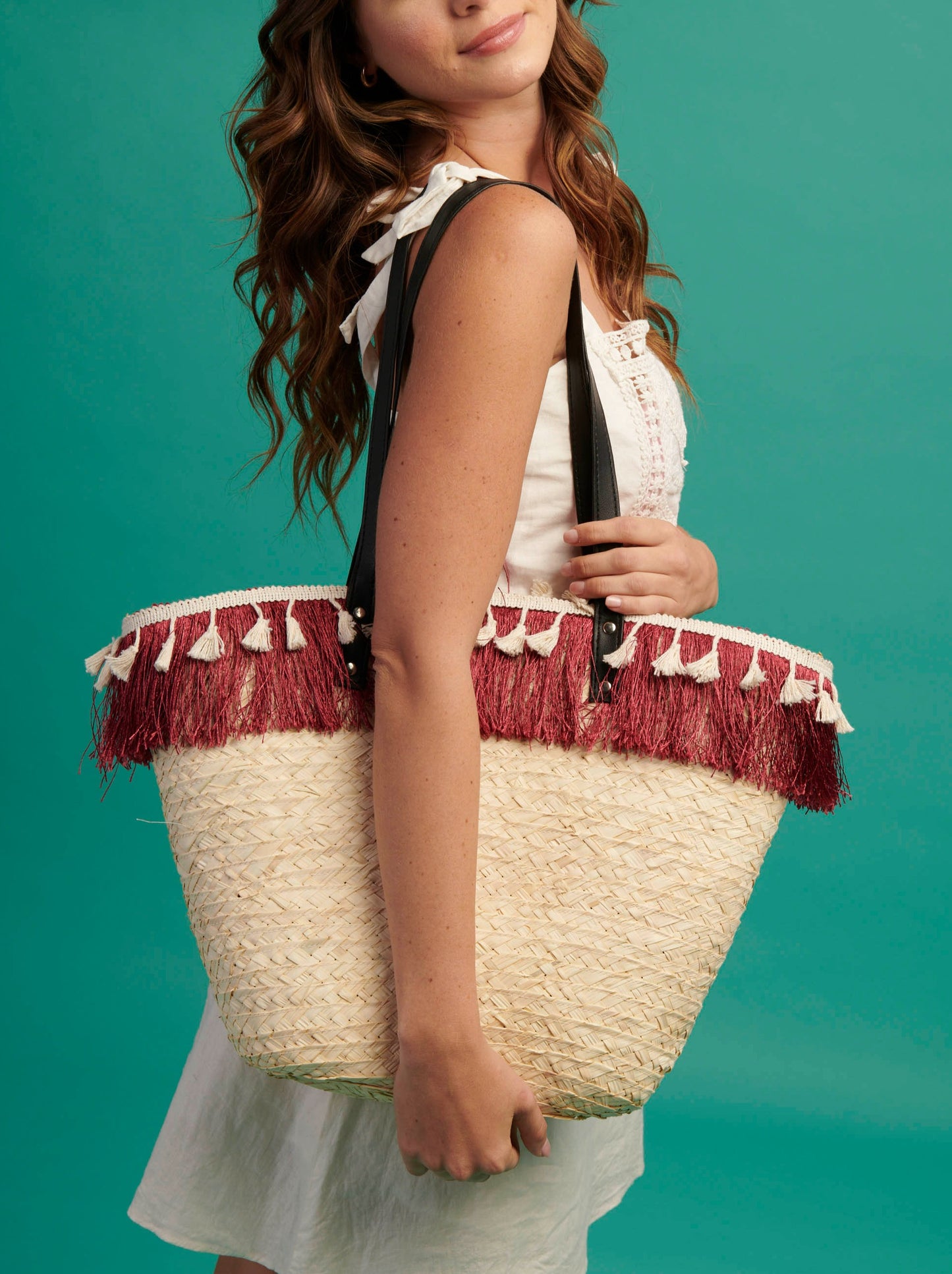 Burgundy tassels Khoos bag