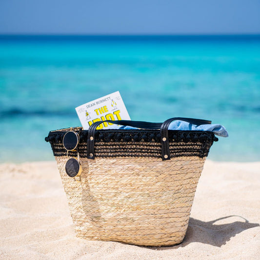 Black net lace Khoos beach bag
