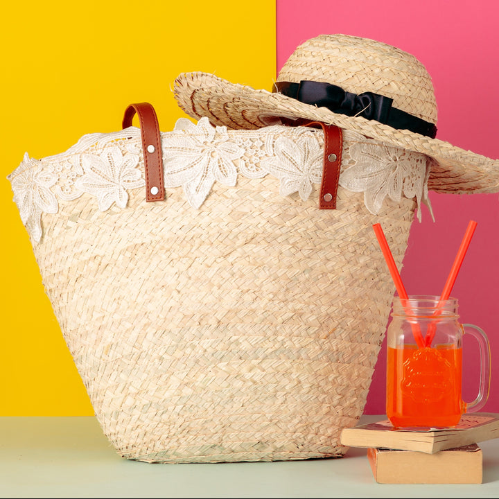 White petal Khoos beach bag