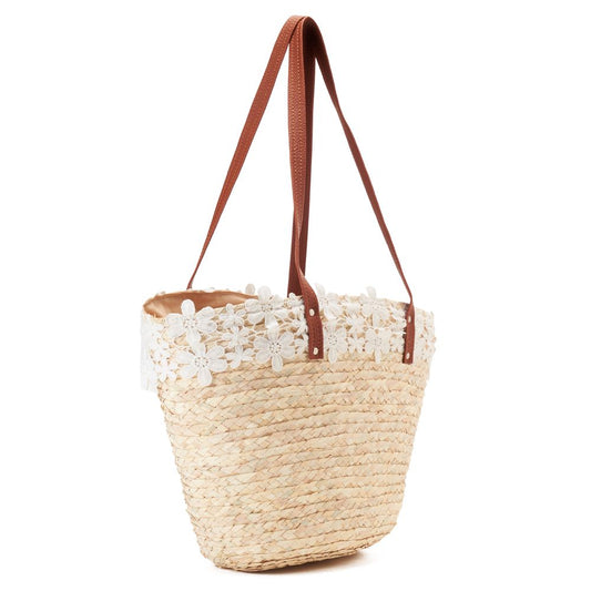 White flower Khoos beach bag