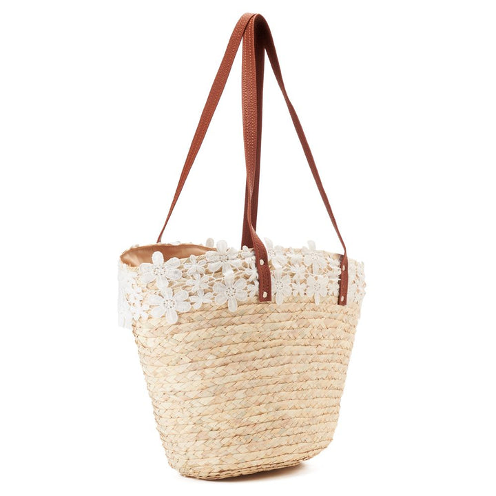 White flower Khoos beach bag