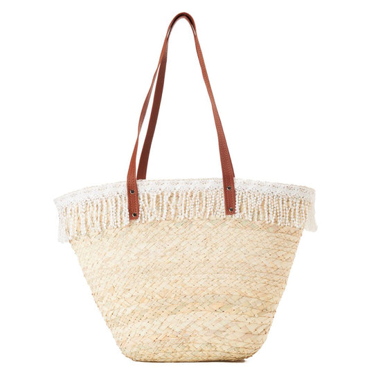 White tassels Khoos beach bag