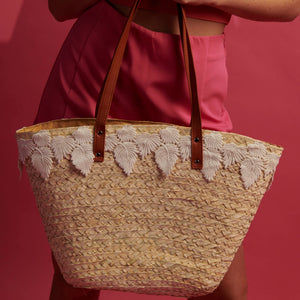White leaf Khoos beach bag