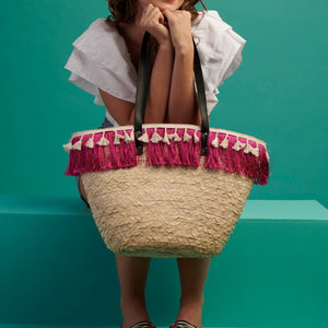 Purple tassels Khoos beach bag